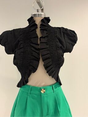 QED London Black Ruffled Bolero Shrug size 14